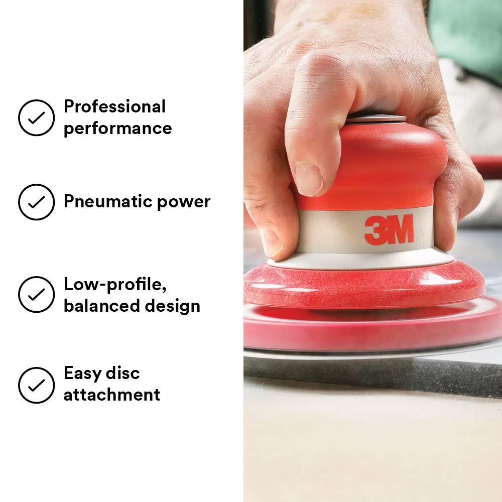 3M Random Orbital Sander – Pneumatic Palm Sander – 5” x 3/16” Diam. Orbit – Stikit Disc Pad – For Wood, 20317,Red