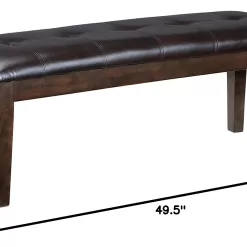 Signature Design by Ashley Haddigan Traditional Upholstered Dining Room Bench, Dark Brown
