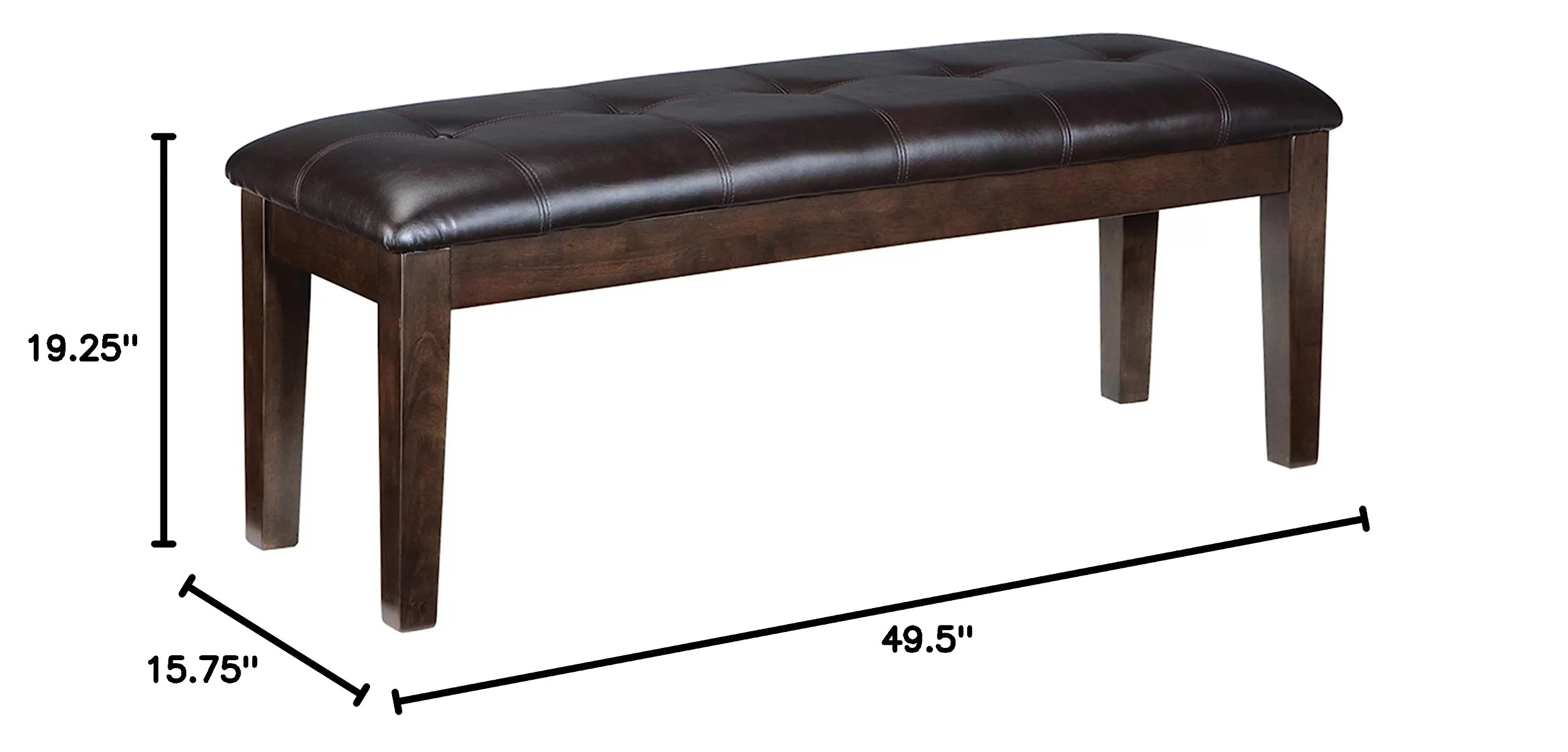 Signature Design by Ashley Haddigan Traditional Upholstered Dining Room Bench, Dark Brown