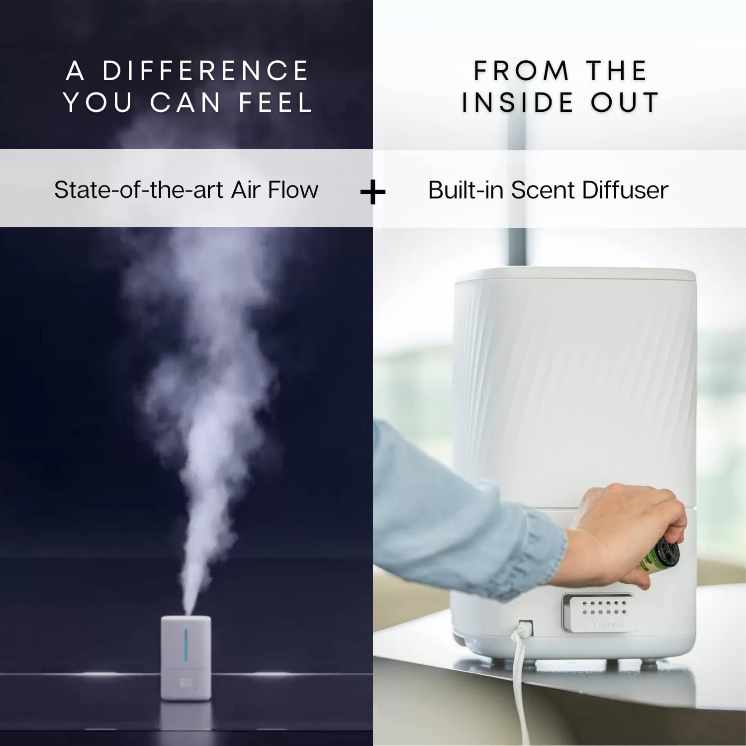 MIKO Humidifier With Cool and Warm Mist, Ultrasonic Humidifiers