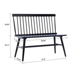 Duhome Elegant Lifestyle Duhome Entryway Bench, Black Dining Bench with Spindle Back Farmhouse Wood Windsor Bench