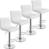 Yaheetech X-Large Bar Stools - Square PU Leather Adjustable Counter Height Swivel Stool Armless Chairs Set of 4 with Bigger Base,White