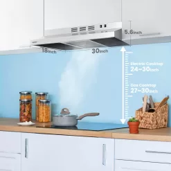 Comfee CVU30W2AST Range Hood 30 Inch Ducted Ductless Vent Hood Durable Stainless Steel Kitchen Hood