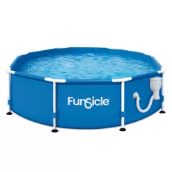 Summer Waves P2000830A Active 8ft x 30in Outdoor Round Frame Above Ground Swimming Pool Set, Blue