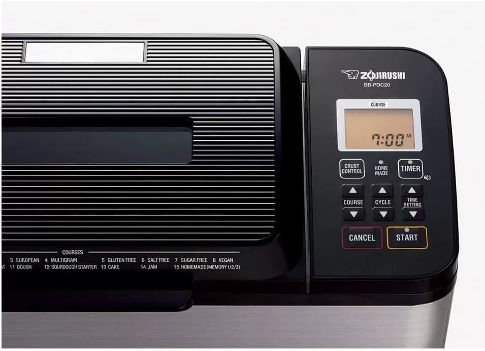 Zojirushi BB-PDC20BA Home Bakery Virtuoso Plus Breadmaker, 2 lb. loaf of bread, Stainless Steel/Black