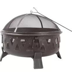 Style Selections 29.92-in W Black Steel Wood-Burning Fire Pit