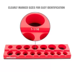 OEM Non-marring Rubberized Base, Plastic Storage Tray 3 Piece Magnetic Socket Tray Set- Red, Sae