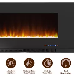 Cambridge 50-in W Black Fan-forced Electric Fireplace