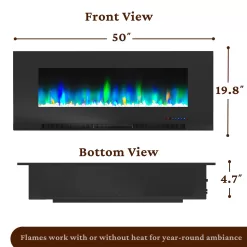 Cambridge 50-in W Black Fan-forced Electric Fireplace