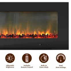Cambridge 56-in W Black Fan-forced Electric Fireplace