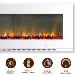 Cambridge 56-in W White Fan-forced Electric Fireplace