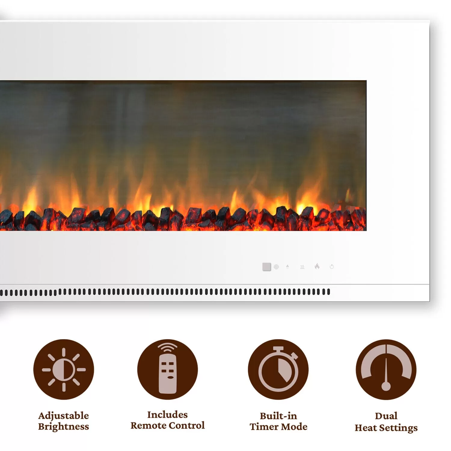 Cambridge 56-in W White Fan-forced Electric Fireplace