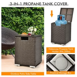CASAINC Rattan FirePit 32-in W 40000-BTU Brown Portable Tabletop Wicker Propane Gas Fire Pit Table