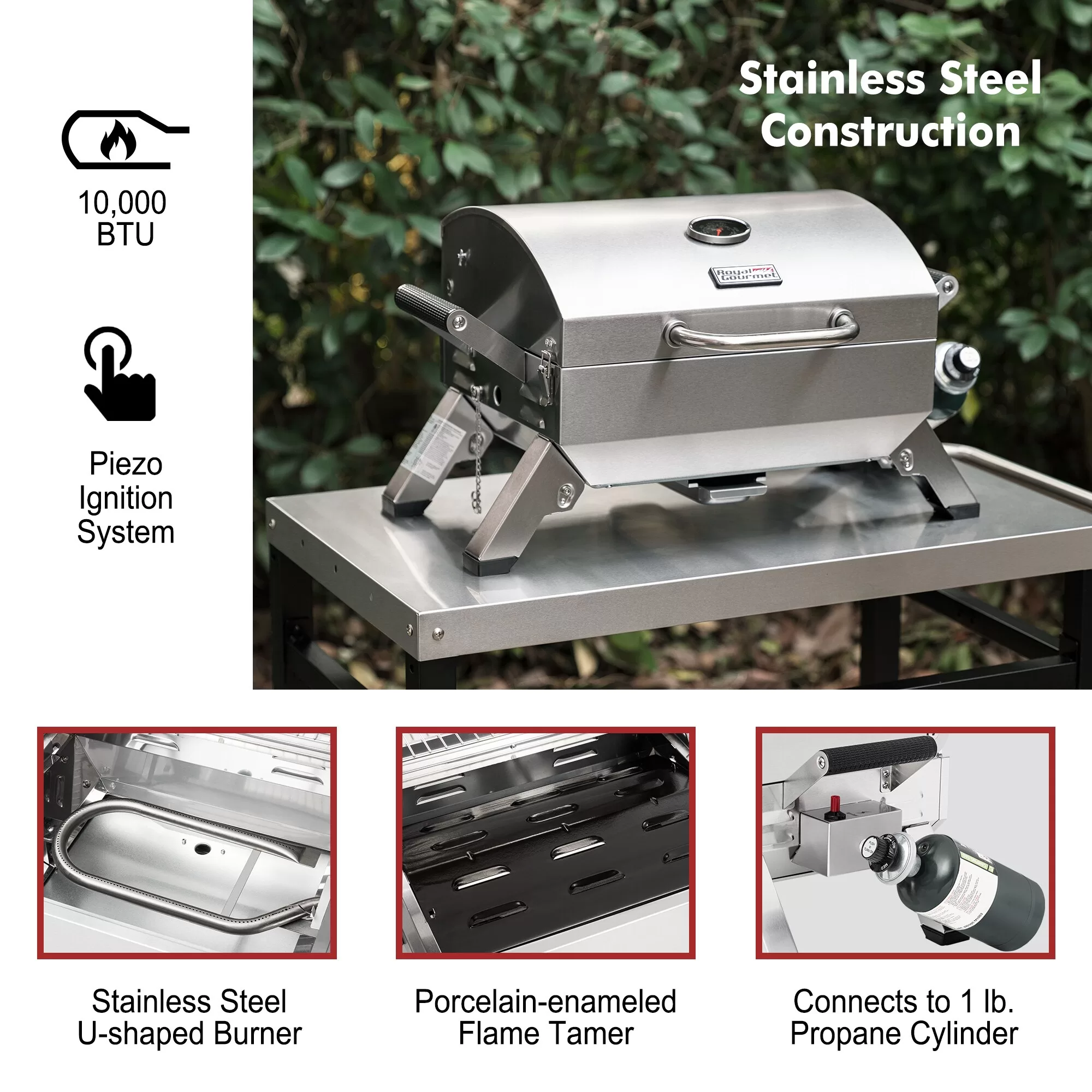 Royal Gourmet 285-Sq in Sliver Portable Gas Grill