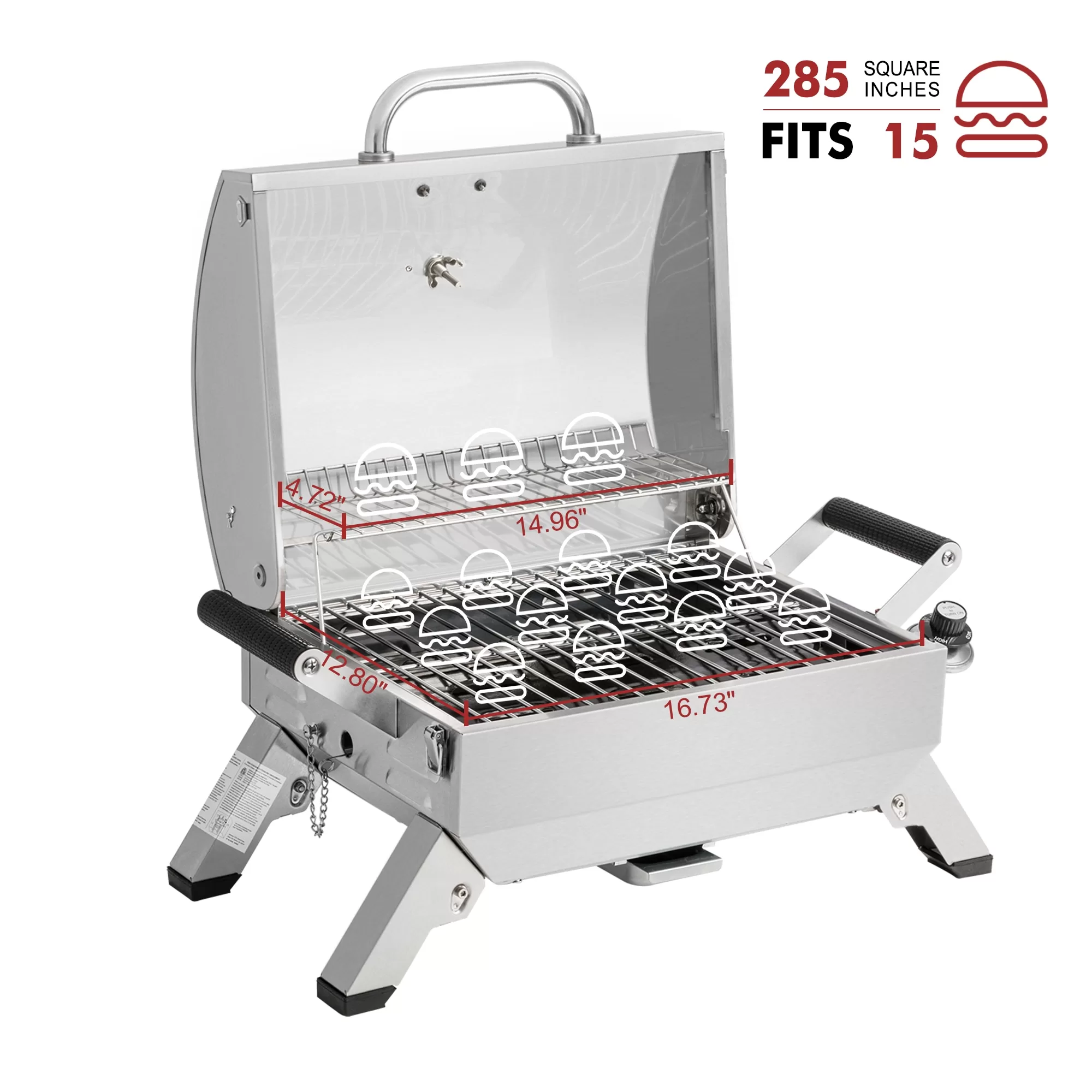 Royal Gourmet 285-Sq in Sliver Portable Gas Grill