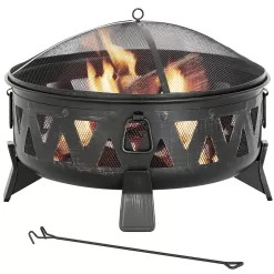 Style Selections 29.92-in W Black Steel Wood-Burning Fire Pit