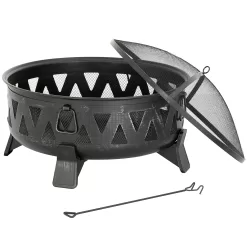 Style Selections 29.92-in W Black Steel Wood-Burning Fire Pit