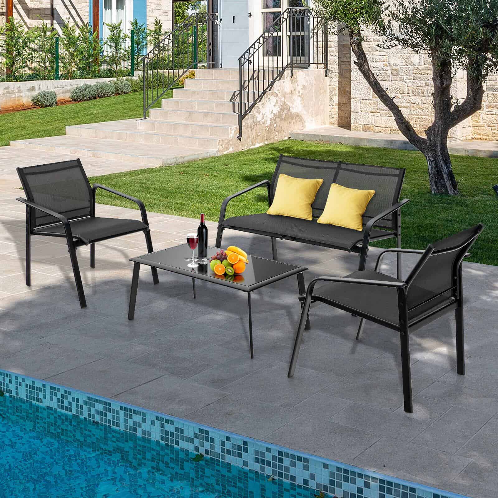 BABOOM Patio Furniture Set 4-Piece Patio Conversation Set