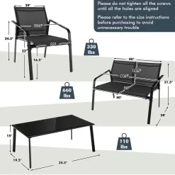 BABOOM Patio Furniture Set 4-Piece Patio Conversation Set
