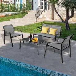 BABOOM Modern Patio Furniture Set 4-Piece Patio Conversation Set