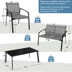 BABOOM Modern Patio Furniture Set 4-Piece Patio Conversation Set