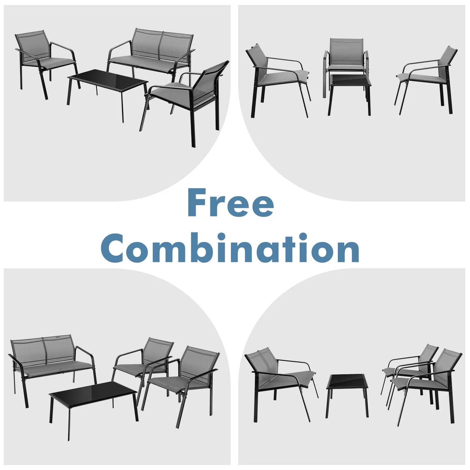BABOOM Modern Patio Furniture Set 4-Piece Patio Conversation Set