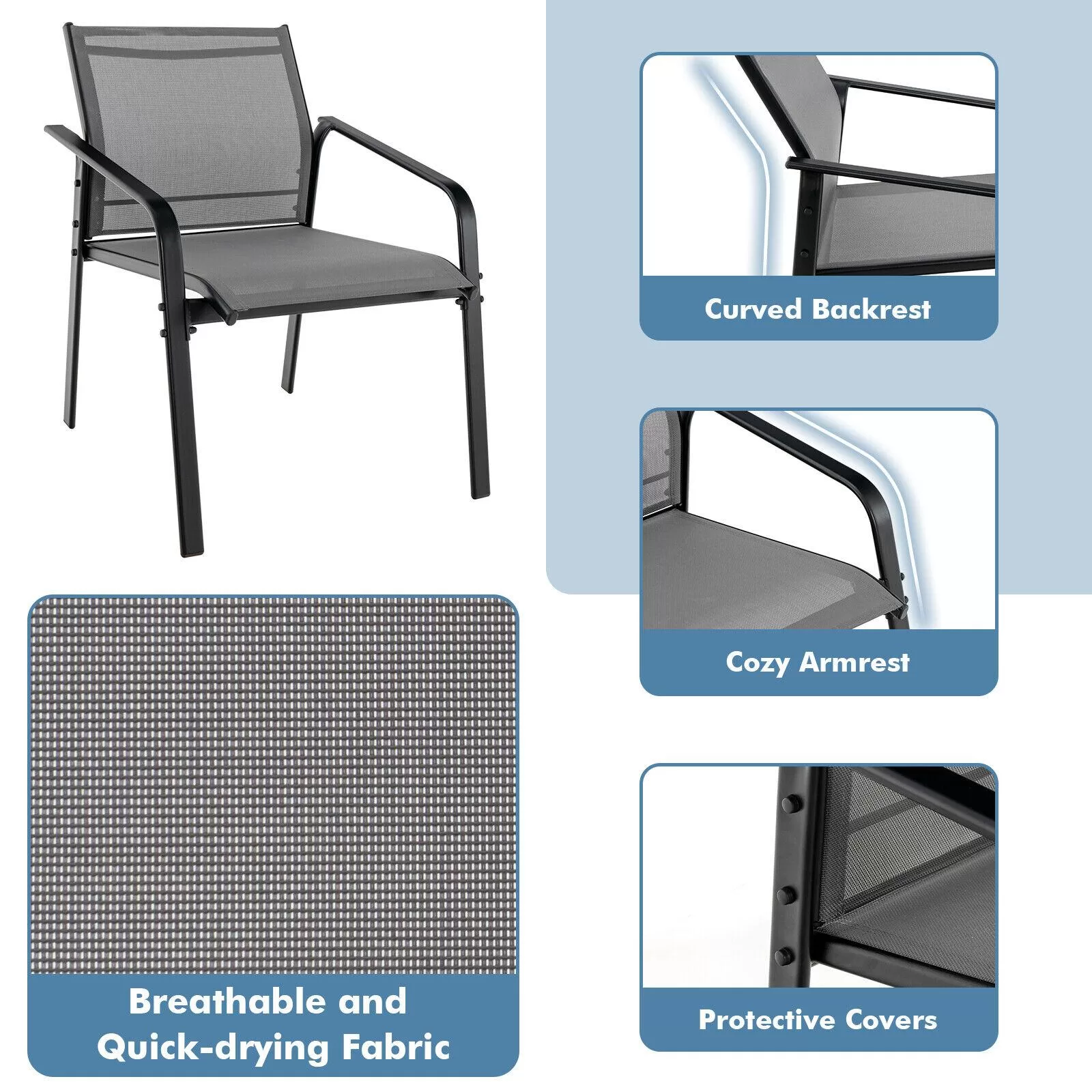 BABOOM Modern Patio Furniture Set 4-Piece Patio Conversation Set