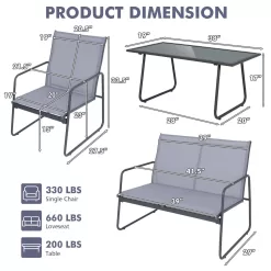 BABOOM Patio Furniture Set 4-Piece Patio Conversation Set