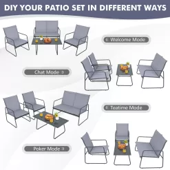 BABOOM Patio Furniture Set 4-Piece Patio Conversation Set