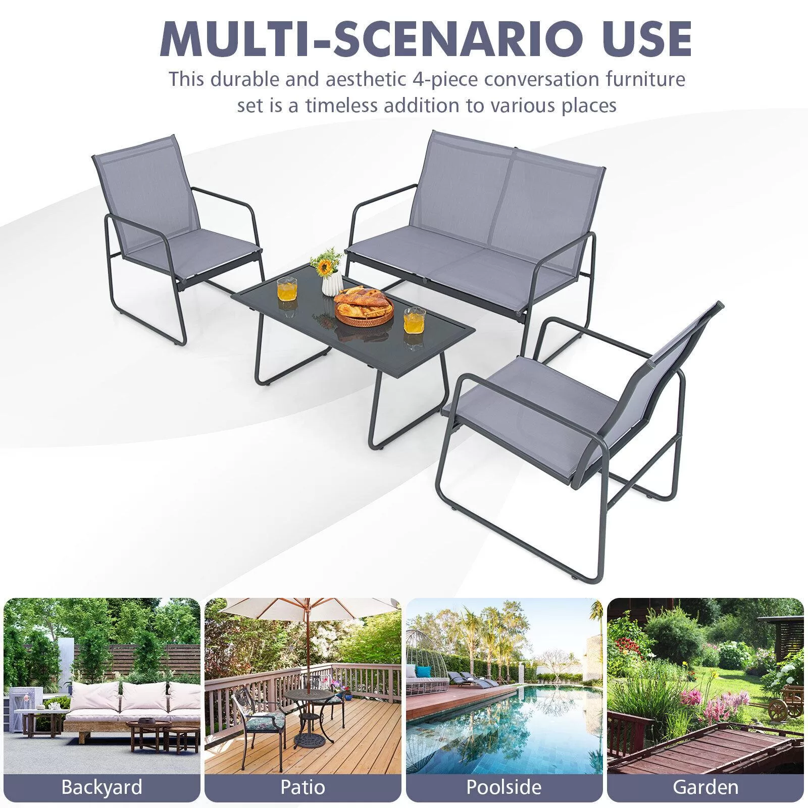 BABOOM Patio Furniture Set 4-Piece Patio Conversation Set
