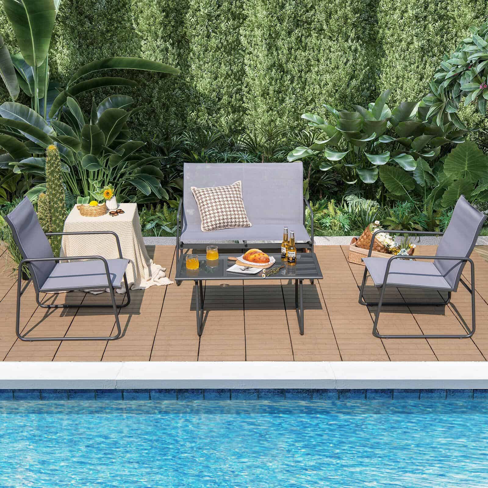 BABOOM Patio Furniture Set 4-Piece Patio Conversation Set