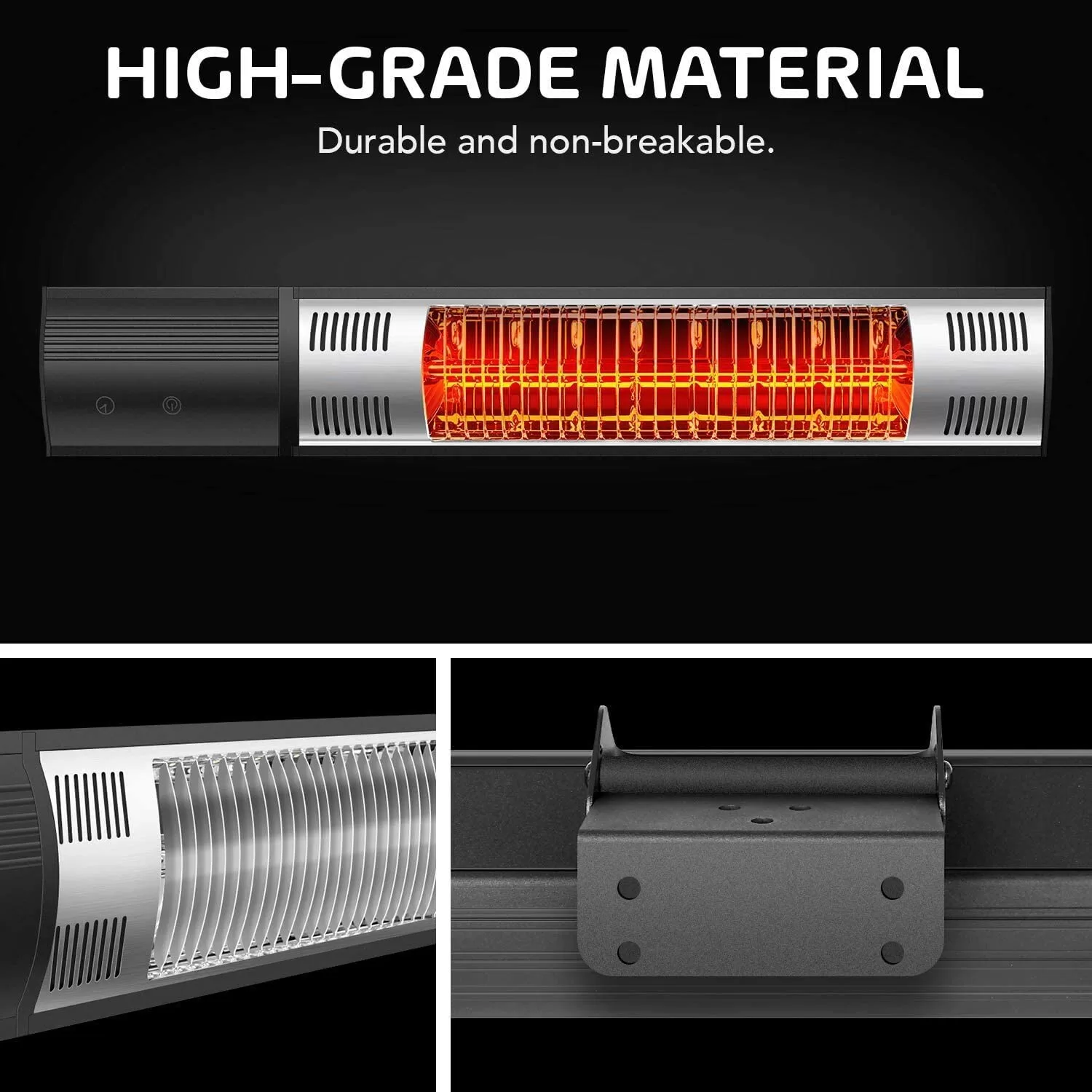 Mondawe 120-Volt Black Steel Electric Patio Heater