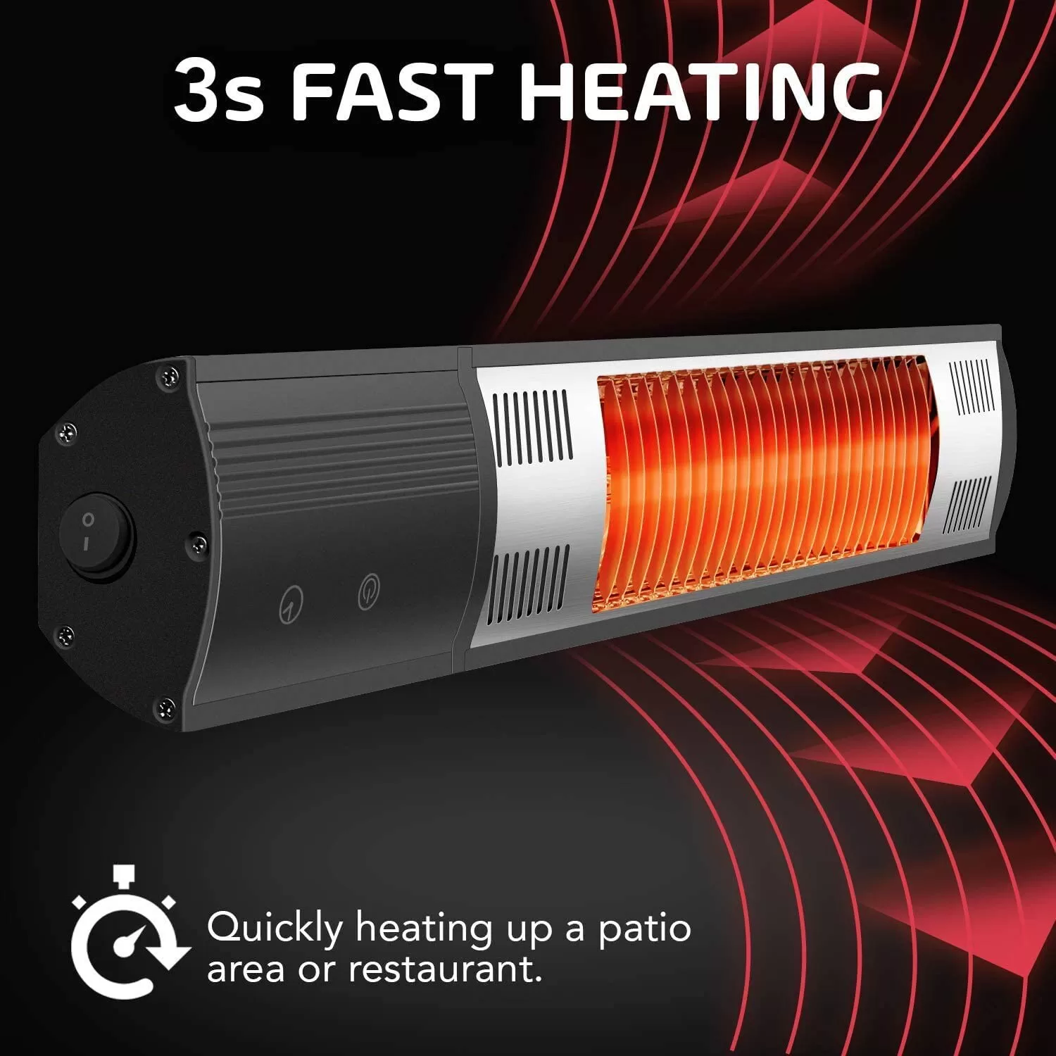 Mondawe 120-Volt Black Steel Electric Patio Heater