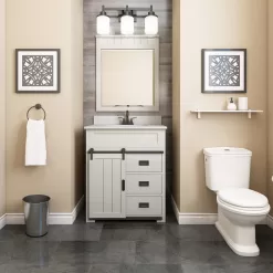 Style Selections Morriston 30-in White Undermount Single Sink Bathroom Vanity with White Engineered Stone Top