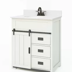 Style Selections Morriston 30-in White Undermount Single Sink Bathroom Vanity with White Engineered Stone Top