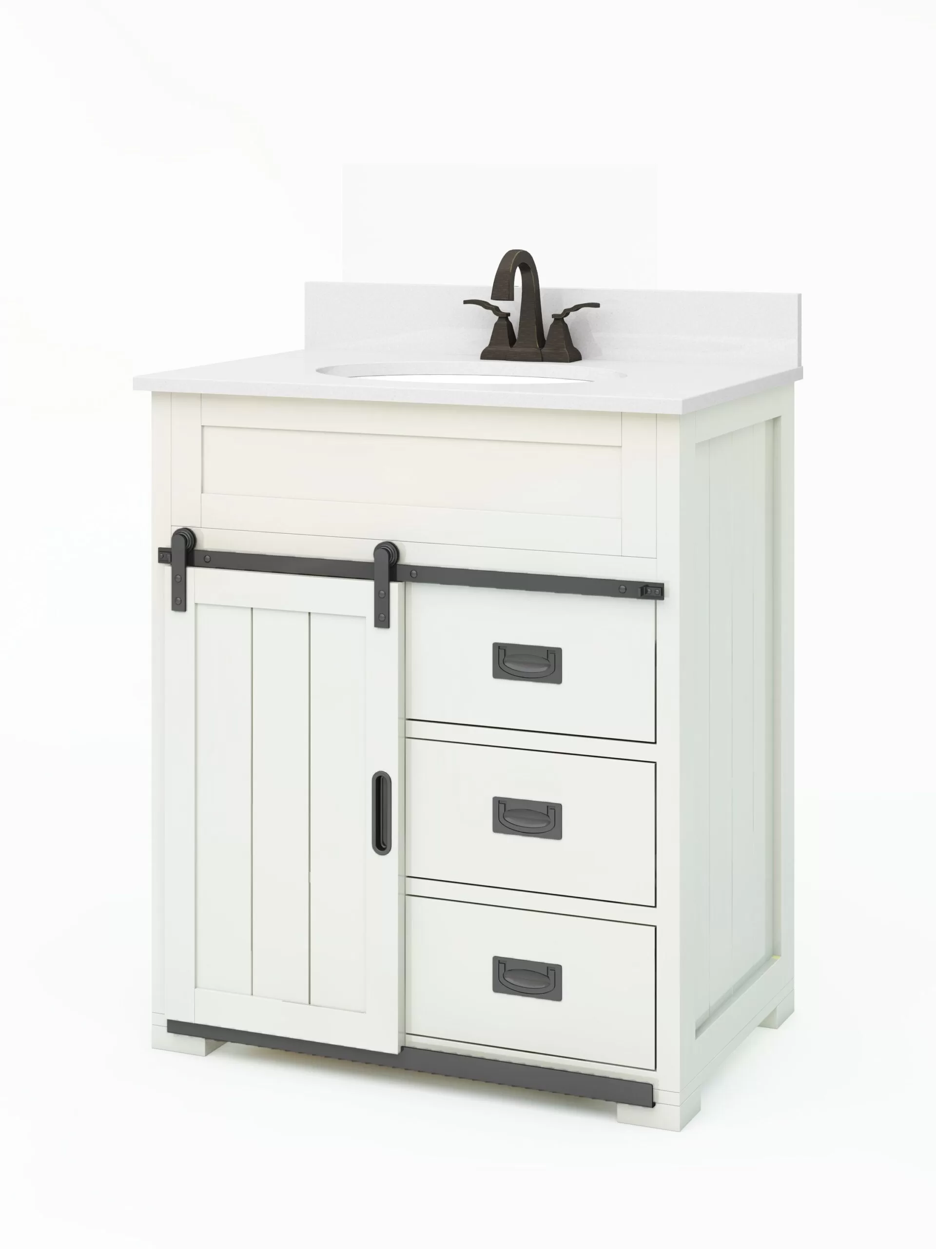 Style Selections Morriston 30-in White Undermount Single Sink Bathroom Vanity with White Engineered Stone Top