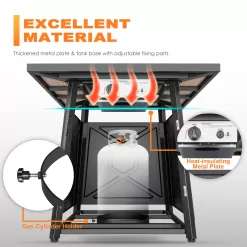 Nuu Garden 28.15-in W 50000-BTU Black Tabletop Iron Propane Gas Fire Pit Table
