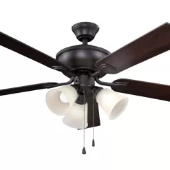 Harbor Breeze Sailor Bay 52-in Bronze Indoor Downrod or Flush Mount Ceiling Fan with Light (5-Blade)