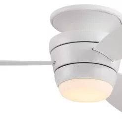 Harbor Breeze Mazon 44-in White Integrated LED Indoor Flush Mount Ceiling Fan with Light and Remote (3-Blade)