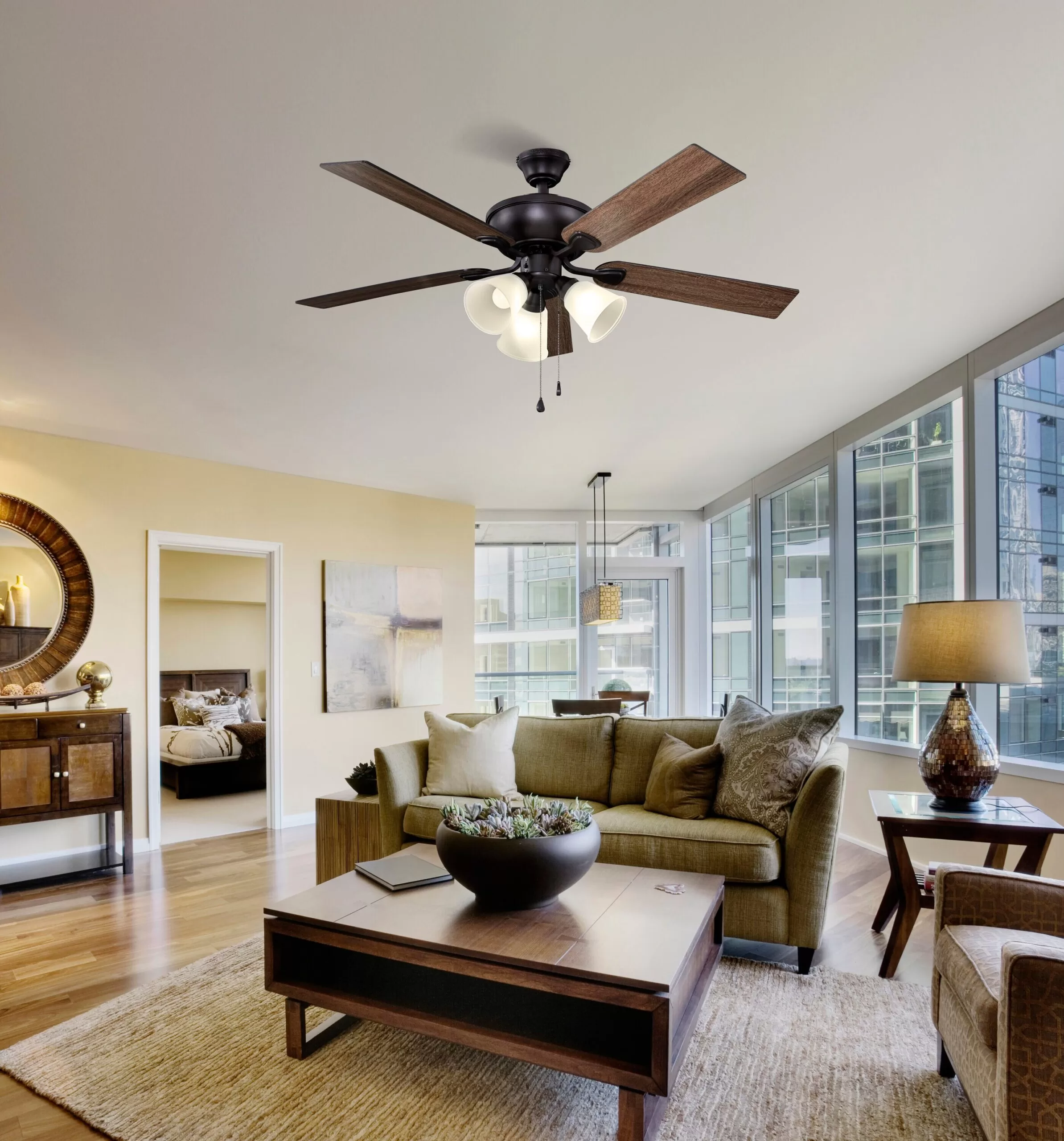 Harbor Breeze Sailor Bay 52-in Bronze Indoor Downrod or Flush Mount Ceiling Fan with Light (5-Blade)