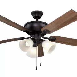 Harbor Breeze Sailor Bay 52-in Bronze Indoor Downrod or Flush Mount Ceiling Fan with Light (5-Blade)