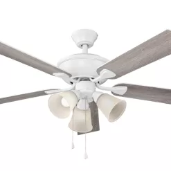Harbor Breeze Sailor Bay 52-in White Indoor Downrod or Flush Mount Ceiling Fan with Light (5-Blade)
