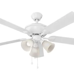 Harbor Breeze Sailor Bay 52-in White Indoor Downrod or Flush Mount Ceiling Fan with Light (5-Blade)