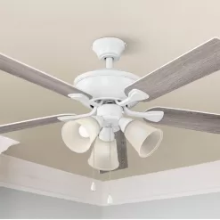 Harbor Breeze Sailor Bay 52-in White Indoor Downrod or Flush Mount Ceiling Fan with Light (5-Blade)