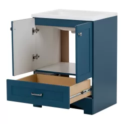 Diamond NOW Cassidy 24-in Admiral Blue Single Sink Bathroom Vanity with White Cultured Marble Top