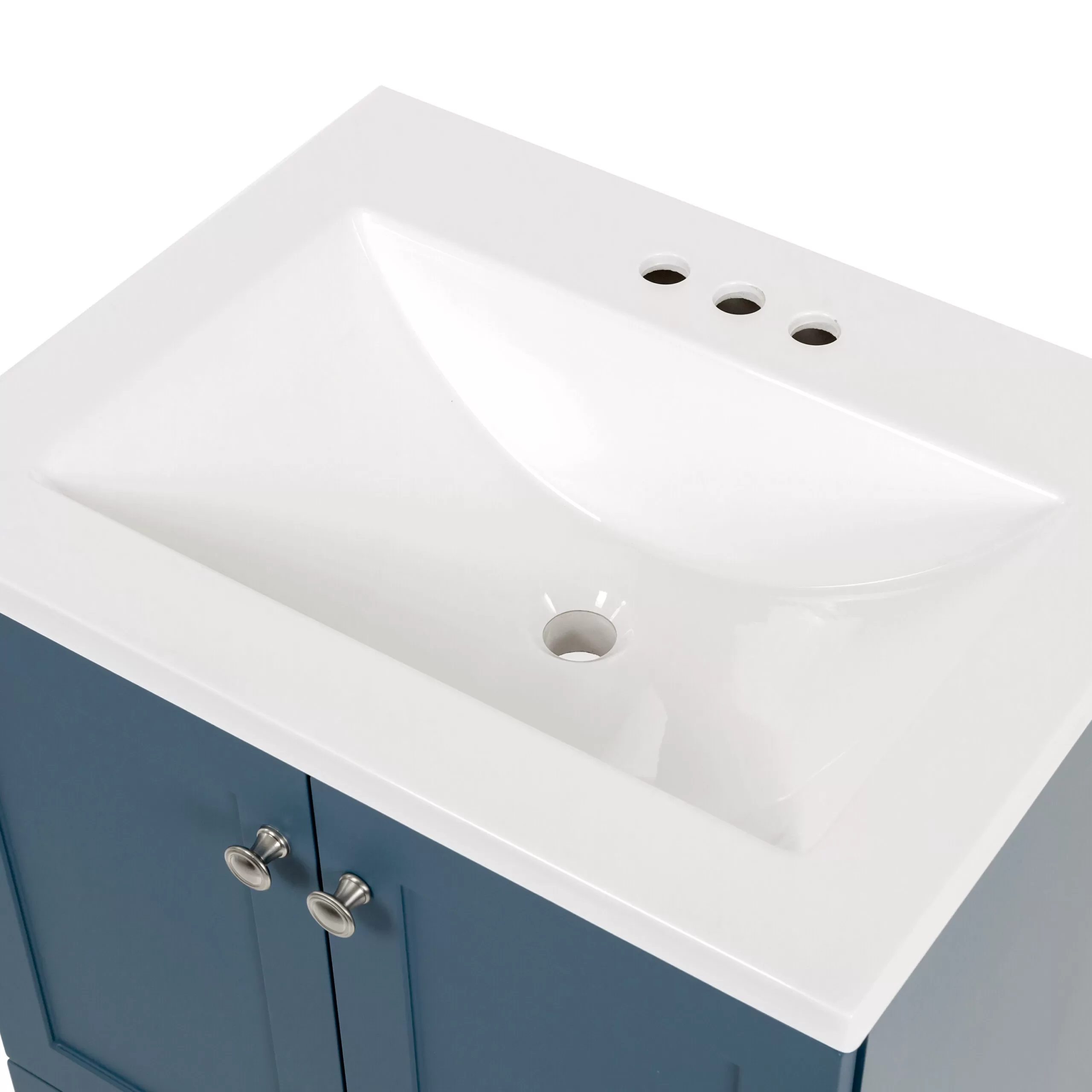 Diamond NOW Cassidy 24-in Admiral Blue Single Sink Bathroom Vanity with White Cultured Marble Top
