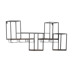 Grayson Lane 6-Bottle Black with 5 Glass Holder Slots Iron Wall-mounted Wine Rack