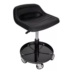 SUNEX TOOLS Black Work Seat with Air Cylinder Height Adjustment and Heavy Duty Casters - 300 lbs. Weight Capacity