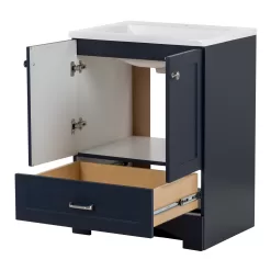 Diamond NOW Cassidy 24-in Deep Blue Single Sink Bathroom Vanity with White Cultured Marble Top