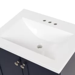 Diamond NOW Cassidy 24-in Deep Blue Single Sink Bathroom Vanity with White Cultured Marble Top